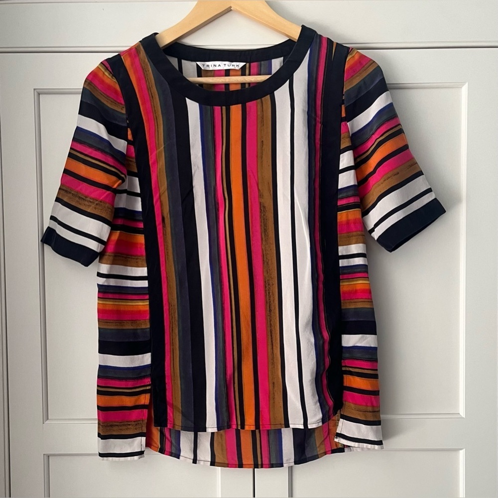 Trina Turk Women’s Multicolor Striped 100% Silk Top Size XS